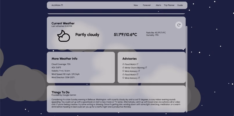 AccliMate homepage screenshot
